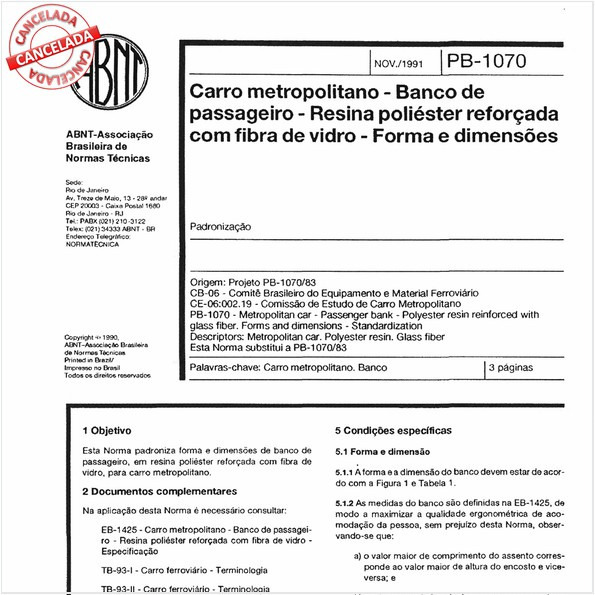 Carro metropolitano - Banco de passageiro - Resina poliéster reforçada com fibra de vidro - Forma e dimensões