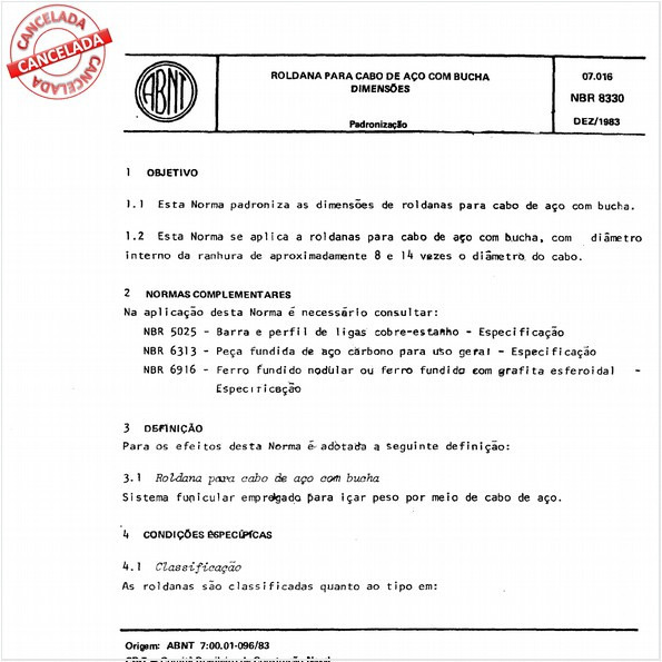 Roldana para cabo de aço com bucha - Dimensões