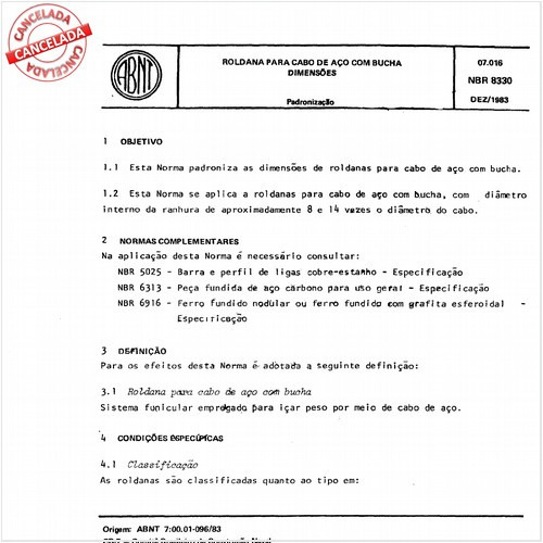 Roldana para cabo de aço com bucha - Dimensões