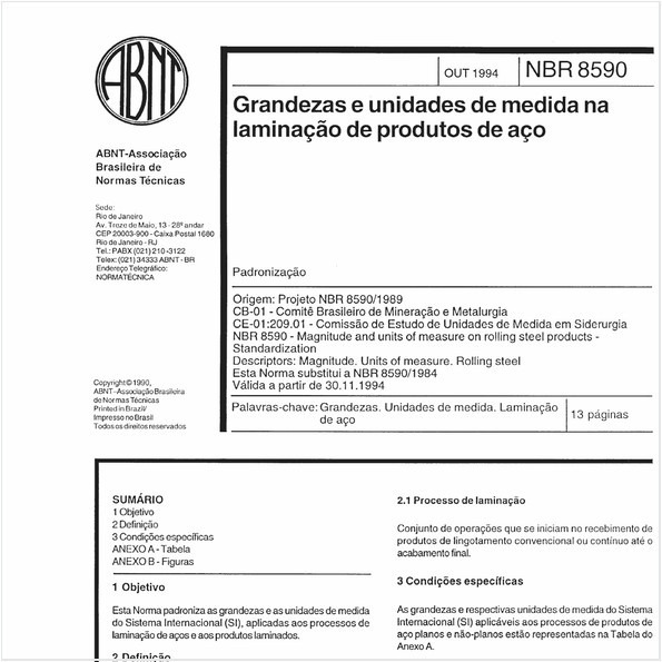 Grandezas e unidades de medida na laminação de produtos de aço - Padronização