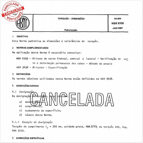 Torques - Dimensões
