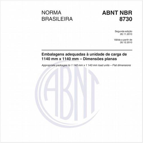 Embalagens adequadas à unidade de carga de 1140 mm x 1140 mm – Dimensões planas