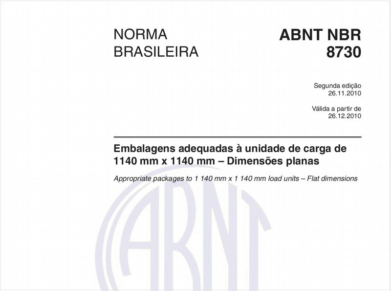 Embalagens adequadas à unidade de carga de 1140 mm x 1140 mm – Dimensões planas