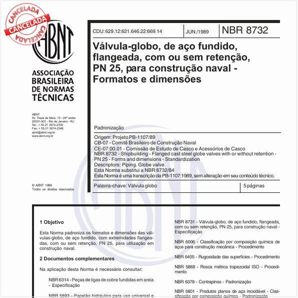 Válvula-globo, de aço fundido, flangeada, com ou sem retenção, PN 25, para construção naval - Formatos e dimensões