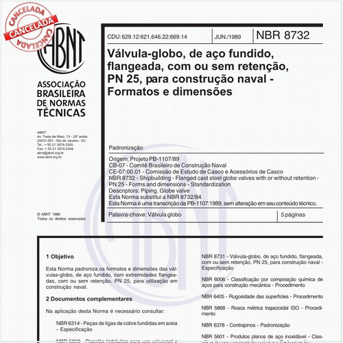 Válvula-globo, de aço fundido, flangeada, com ou sem retenção, PN 25, para construção naval - Formatos e dimensões