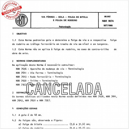 Via férrea - Gola - Folga de bitola e folga de rodeiro