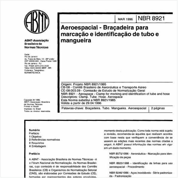 Aeroespacial - Braçadeira para marcação e identificação de tubo e mangueira