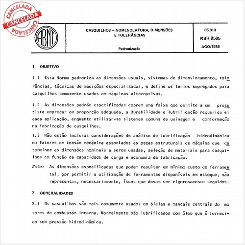 Casquilhos - Nomenclatura, dimensões e tolerâncias