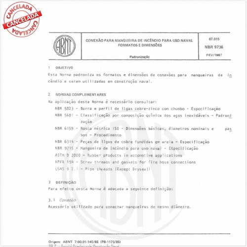Conexão para mangueiras de incêndio para uso naval - Formatos e dimensões