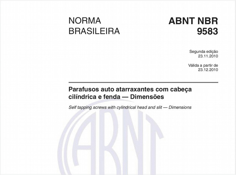 Parafusos auto atarraxantes com cabeça cilíndrica e fenda — Dimensões