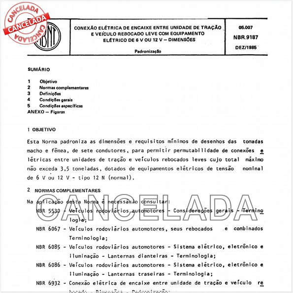 Conexão elétrica de encaixe entre unidade de tração e veículo rebocado leve com equipamento elétrico de 6 v ou 12 v - Dimensões