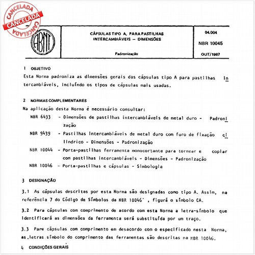 Cápsulas tipo A, para pastilhas intercambiáveis - Dimensões