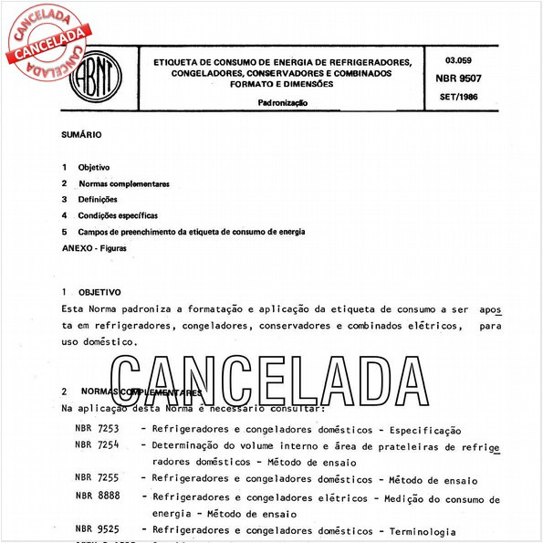 Etiqueta de consumo de energia de refrigeradores, congeladores, conservadores e combinados - Formato e dimensões