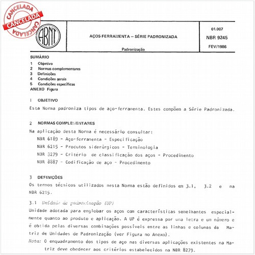 Aços-ferramenta - Série padronizada
