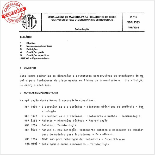 Embalagens de madeira para isoladores de disco - Características dimensionais e estruturais