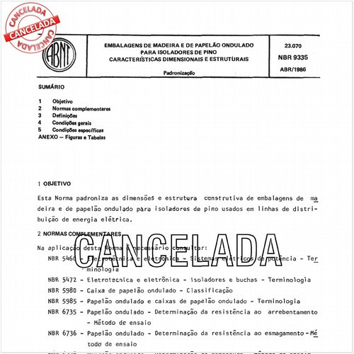 Embalagens de madeira e de papelão ondulado para isoladores de pino - Características dimensionais e estruturais
