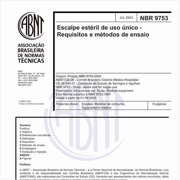 Escalpe estéril de uso único - Requisitos e métodos de ensaio