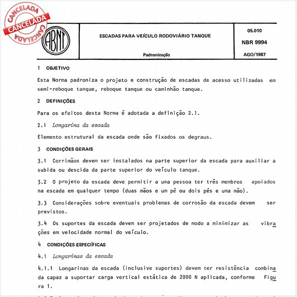 Escadas para veículo rodoviário tanque