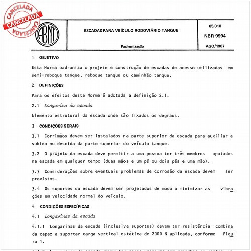 Escadas para veículo rodoviário tanque