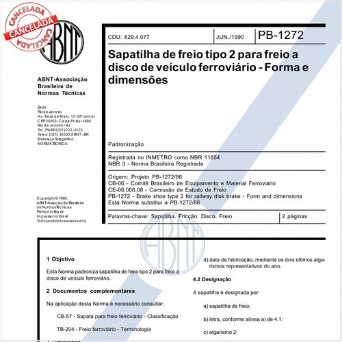 Sapatilha de freio tipo 2 para freio a disco de veículo ferroviário - Forma e dimensões