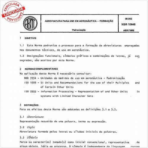 Abreviatura para uso em aeronáutica - Formação