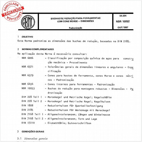 Buchas de redução para ferramentas com cone morse - Dimensões