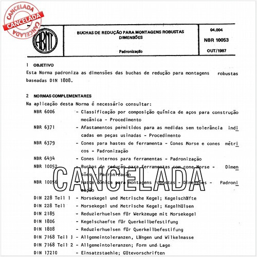 Buchas de redução para montagens robustas - Dimensões