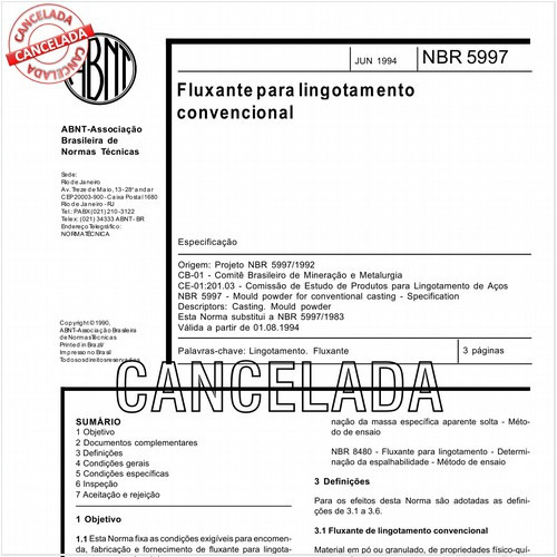 Fluxante para lingotamento convencional