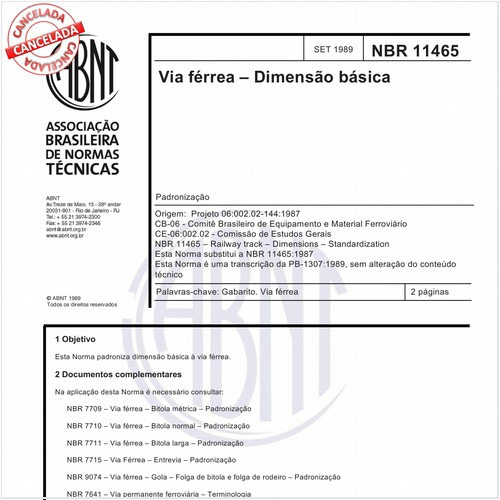 Via férrea - Dimensão básica