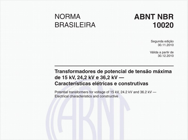 Transformadores de potencial de tensão máxima de 15 kV, 24,2 kV e 36,2 kV — Características elétricas e construtivas