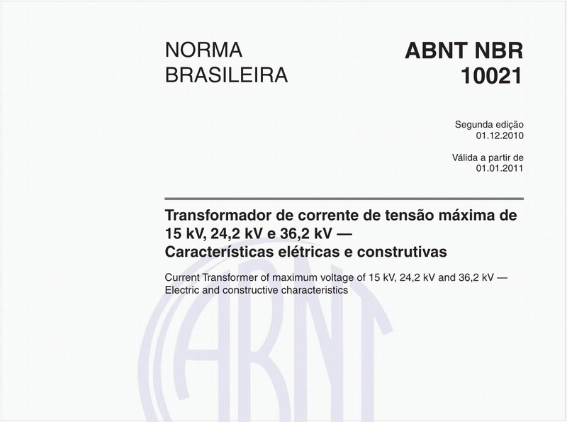 Transformador de corrente de tensão máxima de 15 kV, 24,2 kV e 36,2 kV — Características elétricas e construtivas