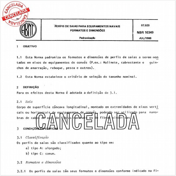 Perfis de saias para equipamentos navais - Formatos e dimensões