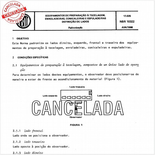 Equipamentos de preparação à tecelagem, enroladeiras, conicaleiras e espuladeiras - Definição de lados.
