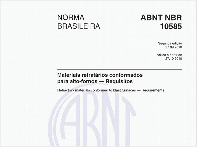 Materiais refratários conformados para alto-fornos — Requisitos