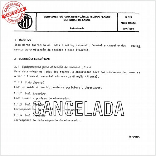 Equipamentos para obtenção de tecidos planos - Definição de lados