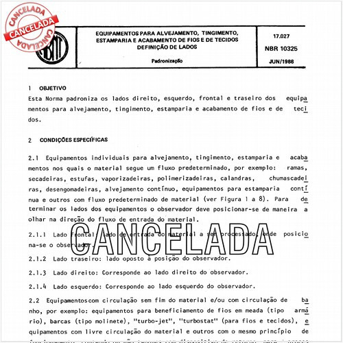 Equipamentos para alvejamento, tingimento, estamparia e acabamento de fios e de tecidos - Definição de lados