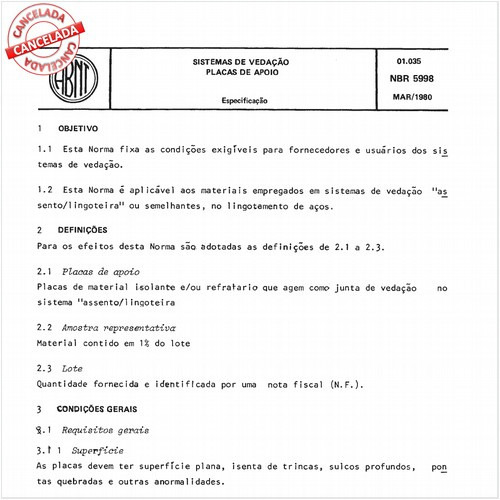 Sistemas de vedação - Placas de apoio