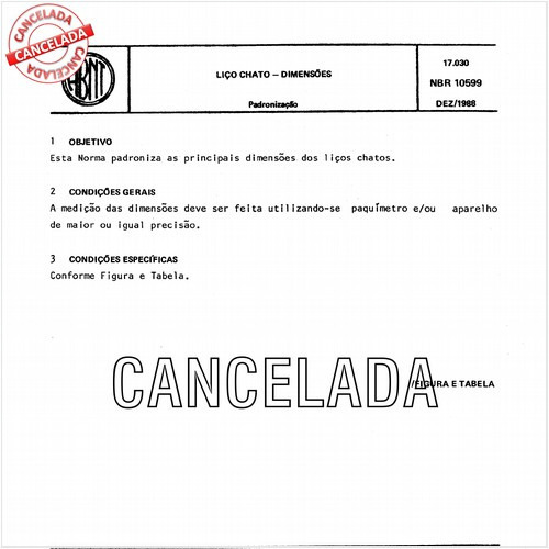 Liço chato - Dimensões