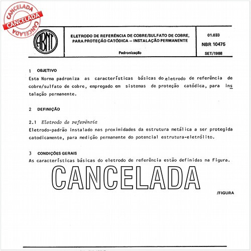 Eletrodo de referência de cobre/sulfato de cobre, para proteção catódica - Instalação permanente