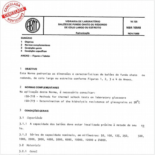 Vidraria de laboratório - Balões de fundo chato ou redondo de colo largo ou estreito