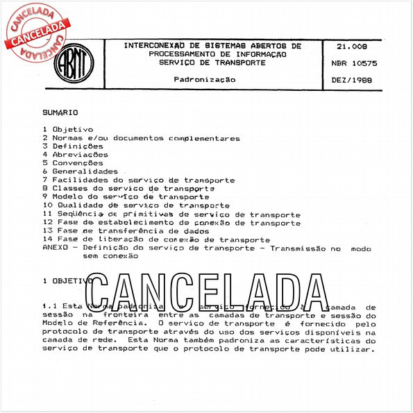 Interconexão de sistemas abertos de processamento de informação - Serviço de transporte