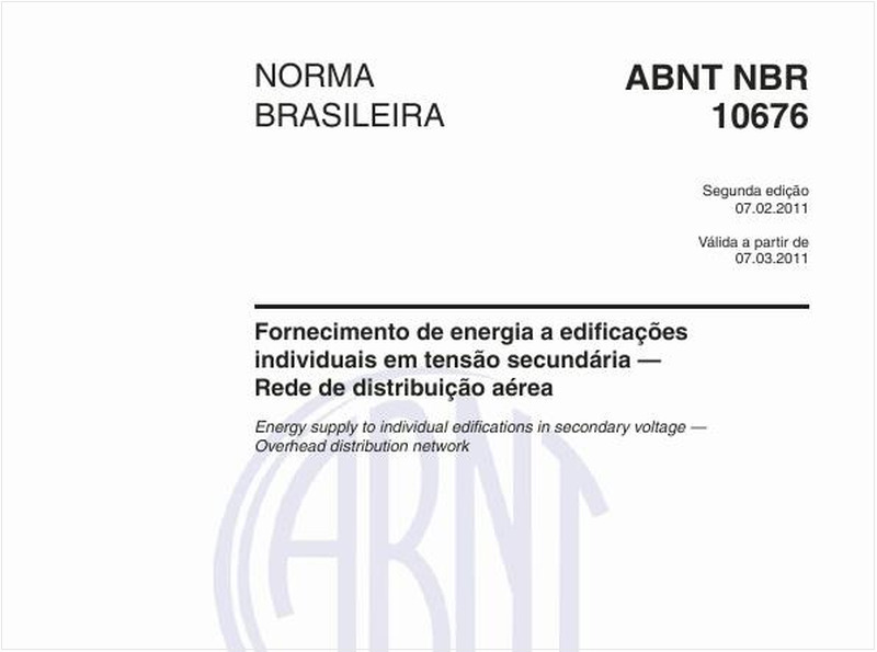 Fornecimento de energia a edificações individuais em tensão secundária — Rede de distribuição aérea