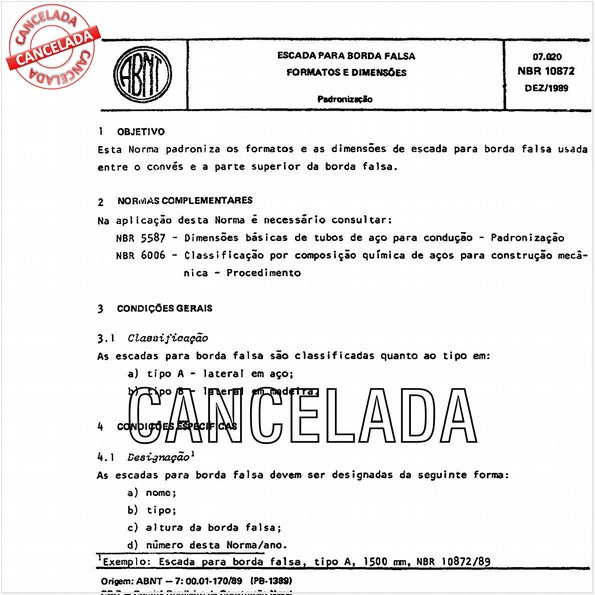 Escada para borda falsa - Formatos e dimensões