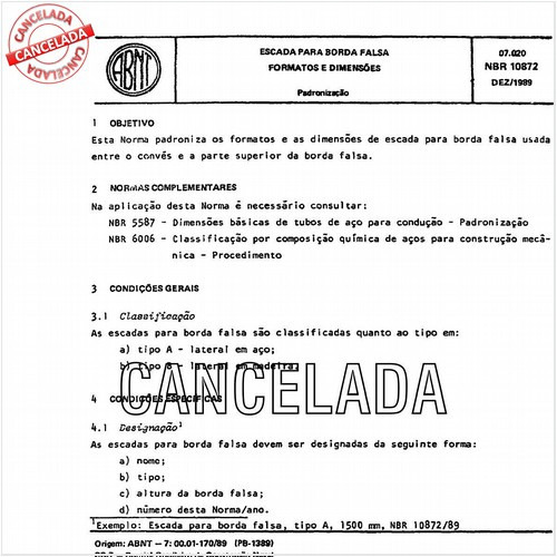 Escada para borda falsa - Formatos e dimensões