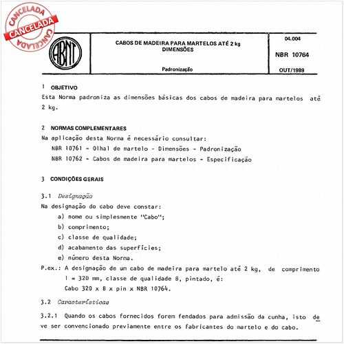 Cabos de madeira para martelos até 2 kg - Dimensões