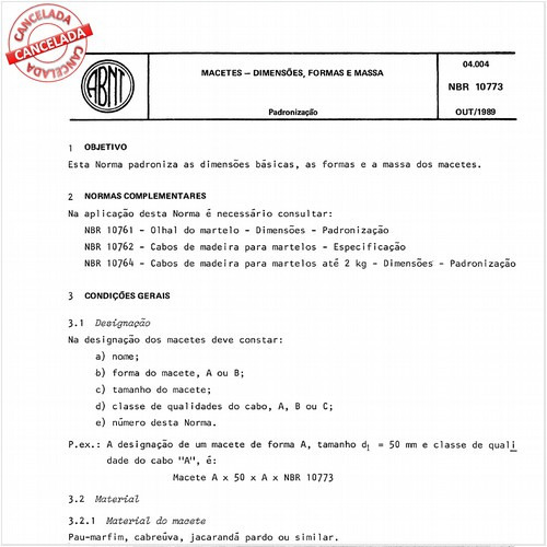 Macetes - Dimensões, formas e massa