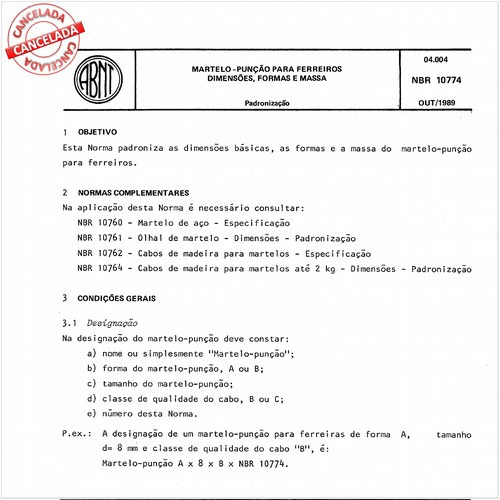 Martelo-punção para ferreiros - Dimensões, formas e massa