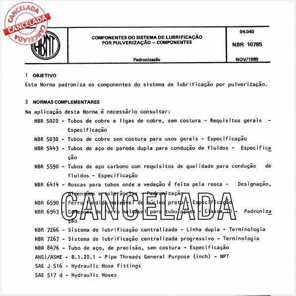 Componentes do sistema de lubrificação por pulverização - Componentes