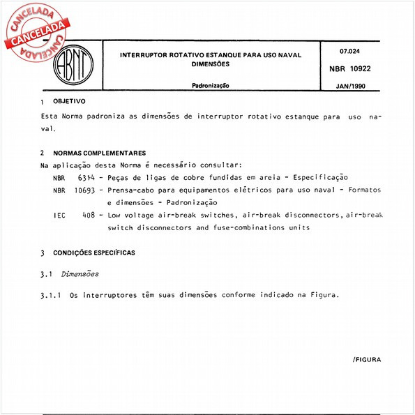 Interruptor rotativo estanque para uso naval - Dimensões