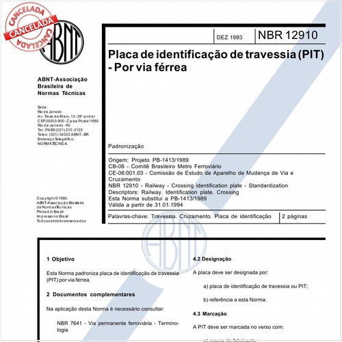 Placa de identificação de travessia (PIT) - Por via férrea